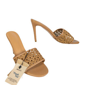 RAG & CO Tease Woven Heeled Slide Sandals in Mocca Brown Open Toe Women's 10